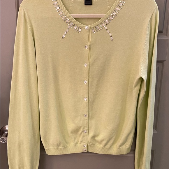 Marc Jacobs Pale Green Celadon Embellished Cardigan Large No stains/damage. - Picture 11 of 11